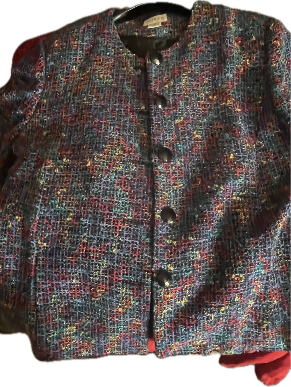 Koret Multicolor Tweed Blazer with Black Trim